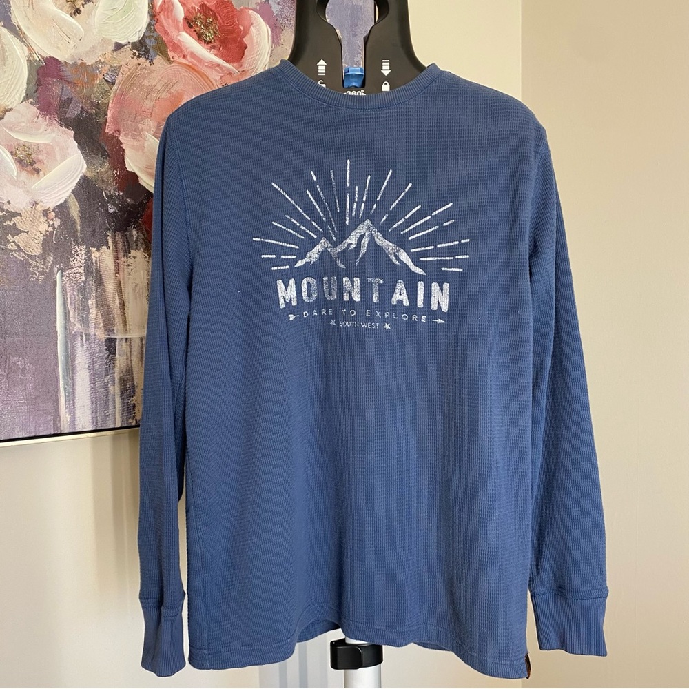 Mountain Northwest Territory Waffle Thermal Shirt Blue Sz S (More like M)